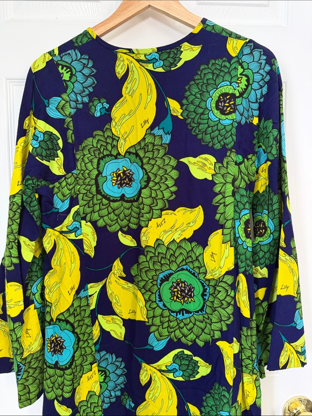 Lilly Pulitzer Vintage The LillyNavy Maxi Dress with Green & Yellow Floral Print - Picture 3 of 3